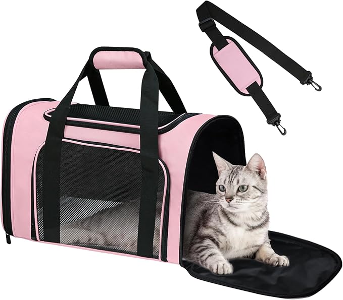 FOORLON Cat Carrier Soft for Pets Up to 15 Lbs, Cat Travel Bag Soft-Sided with Padded Shoulder Strap, Pet Dog Carriers for...
