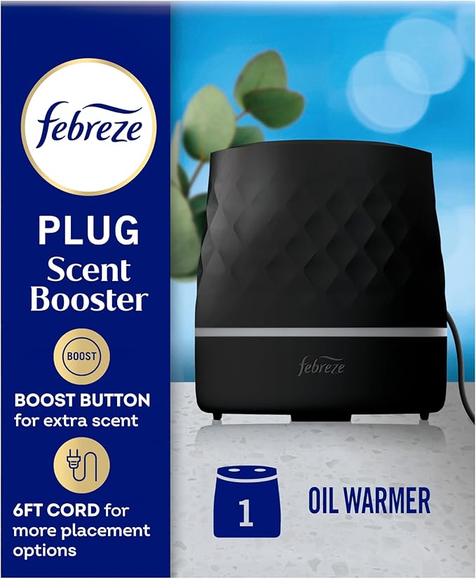 Febreze Plug Scent Booster in Black, Continuous Scent Device Oil Diffuser, Compatible with Febreze Air Freshener Plug in R...