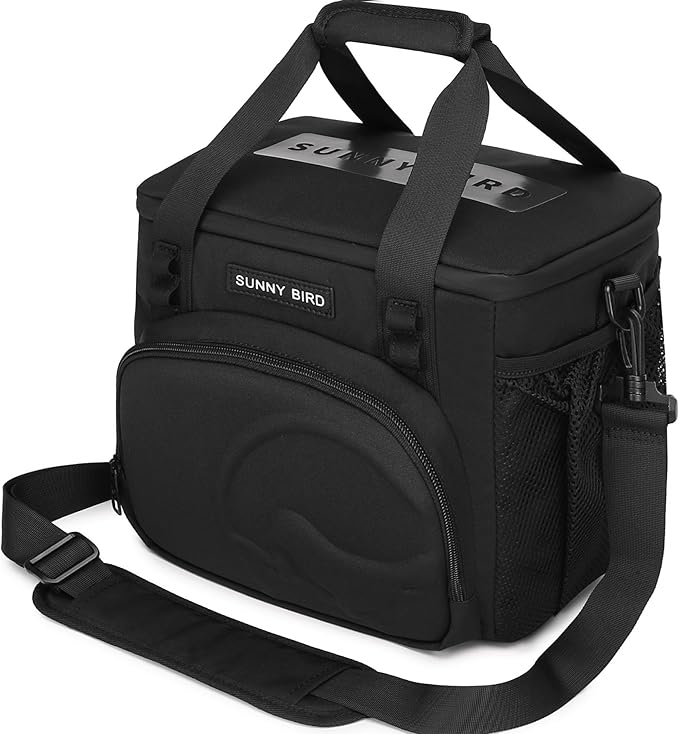 SUNNY BIRD 12L Large Insulated Lunch Bag, Leakproof and Foldable Lunch Cooler Box for Women Adult and Men, Fits 18 Cans (B...