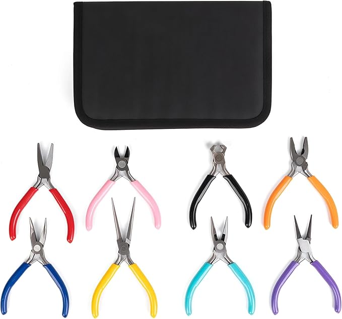 8 PCS Jewelry Pliers Set,Mini 4.5’’ Jewelry Making Tools with Storage Pouch, Stainless Steel Precision Pliers for Bracelet...