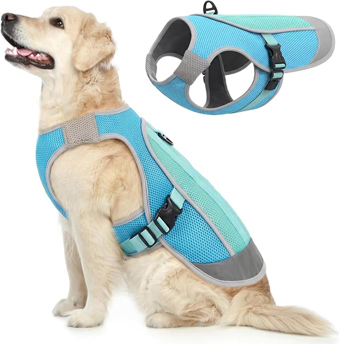 Kuoser Dog Cooling Vest for Summer, Lightweight Dog Cooling Harness Shirt with Breathable Mesh, Reflective Cooler Jacket P...