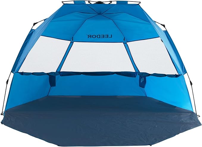 LEEDOR® Beach Tent Sun Shelter Instant Beach Umbrella with UPF 50+ UV Portable Windproof Pop Up Shade for 3 to 4 Person fo...