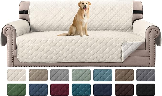 H.VERSAILTEX Reversible Couch Cover for 3 Cushion Cover Pet Friendly Sofa Cover for Dog Washable Furniture Protector Water...