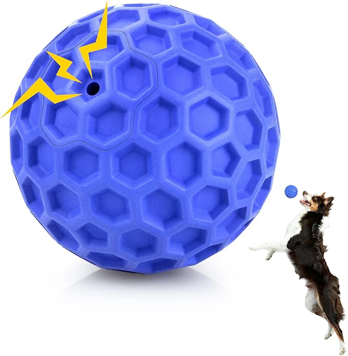 DISSKNIC Indestructible Squeaky Dog Ball, Relieves Anxiety, Cleans Teeth, Interactive Chew Toy for Aggressive Chewers, Dog...