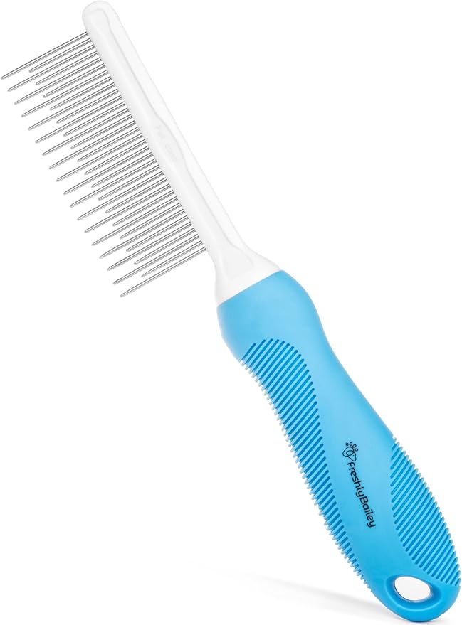 Grooming Comb for Long & Curly Hair in Dogs & Cats - Top Pet Detangler Brush - Removes & Prevents Matted Fur - Perfect for...