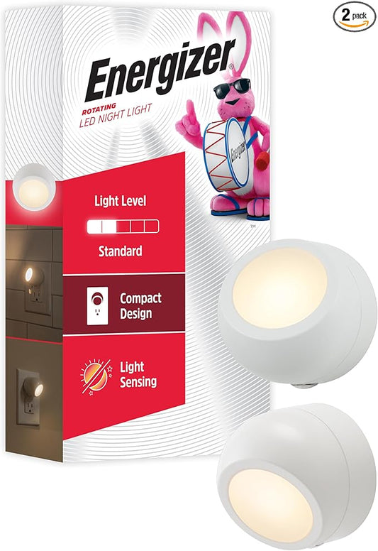 Energizer LED Rotating Night Lights Plug Into Wall Dusk to Dawn Sensor Home Decor Apartment Essentials Ambient Lighting Ni...