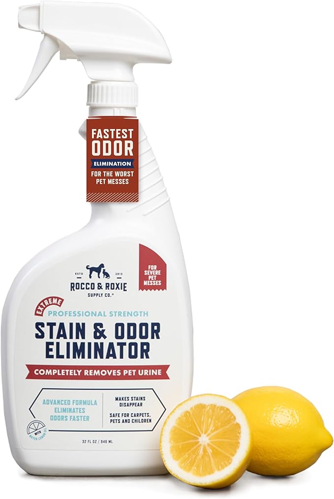 Rocco & Roxie Extreme Stain & Odor Eliminator for Strong Odor, Pet Urine Enzyme Cleaner Destroyer, Stain Remover, Dog Poop...