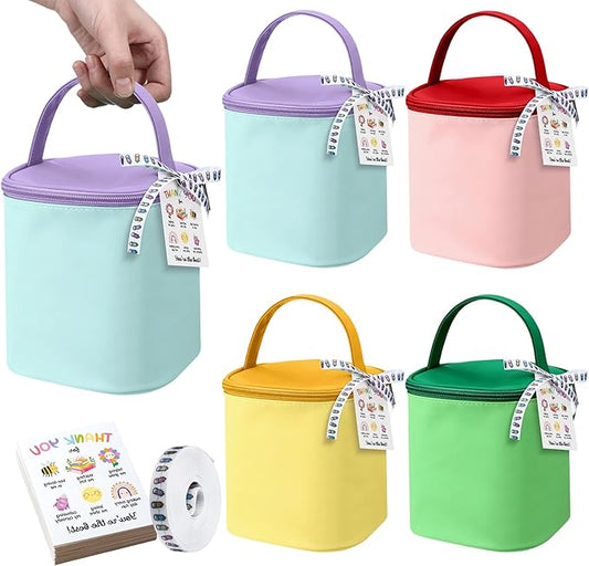 Klyyo Clyro 4 Set Mini Teacher Appreciation Gift Bags for Women, Teacher Makeup Tote Bags with Appreciation Tags Raffia Fi...