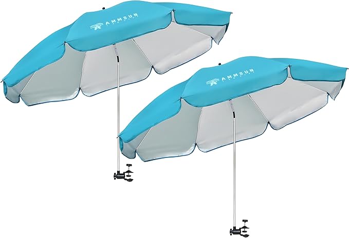 AMMSUN XL Chair Umbrella with Universal Clamp Adjustable 47 inches and 360-degree Swivel UPF 50+, Portable Clamp on Campin...