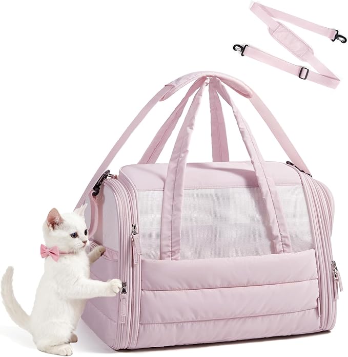 BAGSMART Cat Carrier: Soft-Sided Pet Carrier for Small Medium Cats Dogs Puppy Quilted Collapsible Puffy Travel Bag Up to 2...