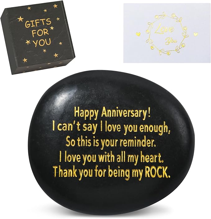 Sundrence Anniversary Wedding Gifts for Men, Women, You Are My Rock Anniversary Presents for Couple, Husband, Wife, Engrav...