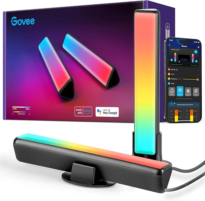 Govee Smart LED Light Bars, Work with Alexa and Google Assistant, RGBICWW WiFi TV Backlights with Scene and Music Modes fo...