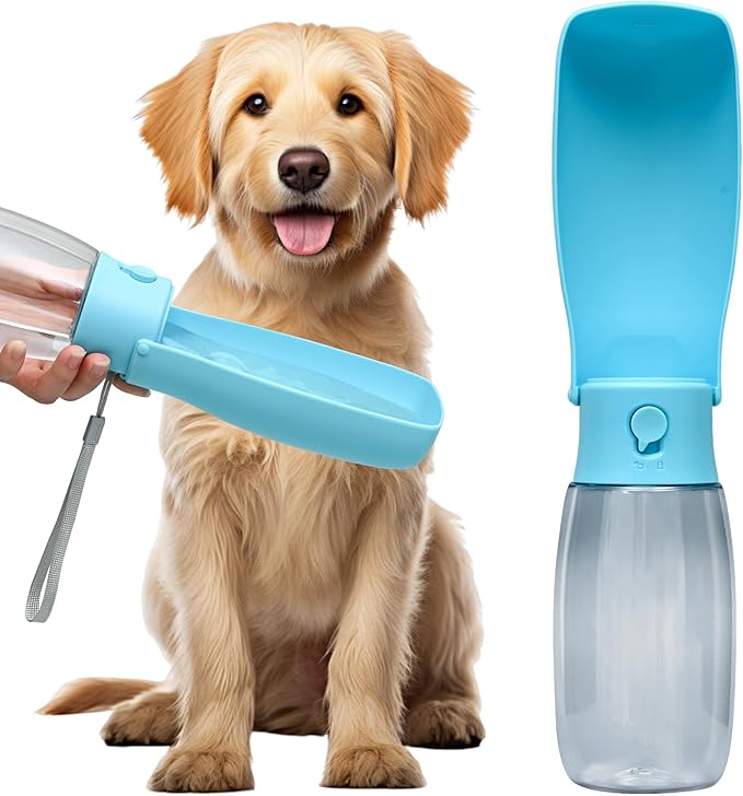 Dog Water Bottle, Leak Proof Portable Puppy Water Dispenser, Travel Puppy Water Bowl, Foldable Transparent Dog Water Bottl...