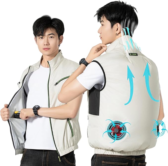 YAMIELO Japanese Cooling Vests for Hot Weather, Air Conditioned Jacket for Men & Women
