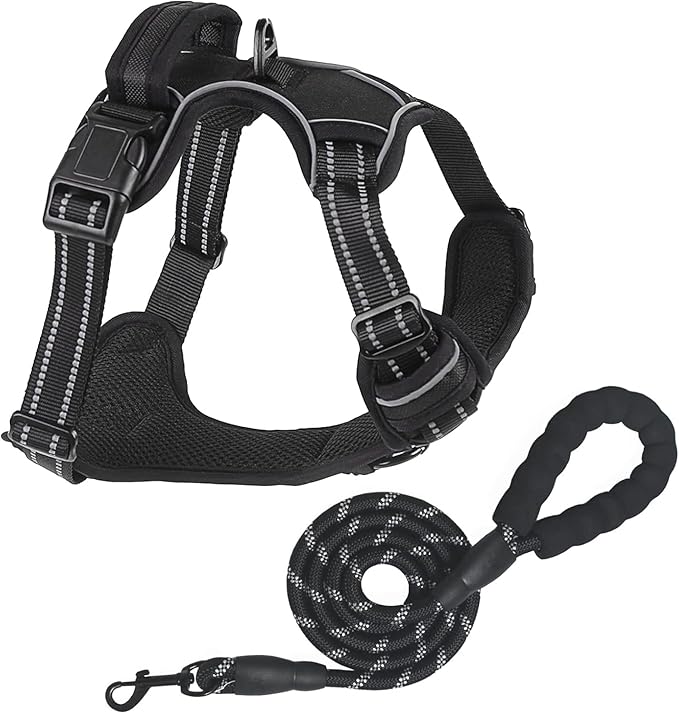 No Pull Dog Harness for Medium Dog with Dog Leash Adjustable Reflective Pet Vest with Front Clip Padded Harness and Lead S...