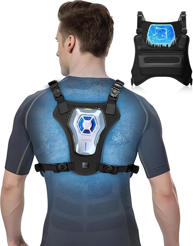 THOUSTA Portable Wearable Fan Rechargeable, Lightweight Cooling Vest, Portable Back Air Conditioner, Cooling Clothes Perfe...