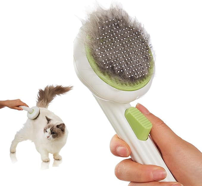 VIOJOJO Cat Brush Dog Brush with Release Button for Shedding, Self Cleaning Cat Comb Hair Brush for Indoor Cats, Dog Deshe...