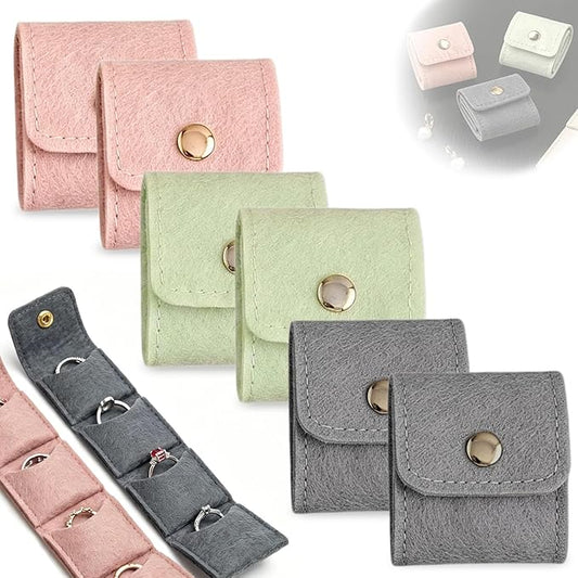 6pcs Mini Travel Jewelry Pouch Set, Foldable Jewelry Organizer with Snap Closure, Multi-Pocket Jewelry Storage Bag, Compac...