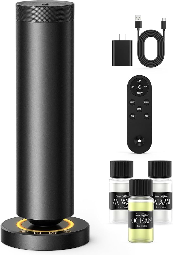 Dakomoda Waterless Diffuser with 90ML Essential Oils, Covers 1000 Sq Ft, Diffusers for Home Hotel, Adjustable Mist & Time...