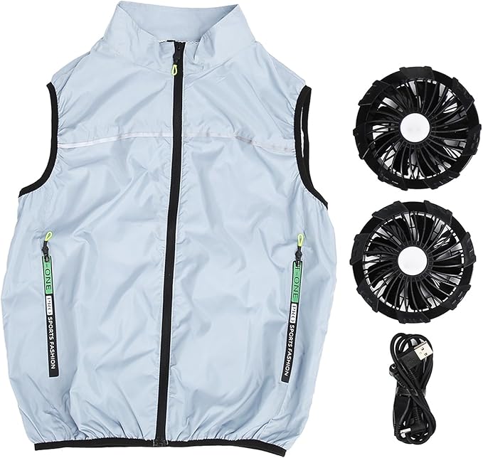 LiebeWH Body Cooling Vest Polyester Cooling Jacket 3 Speed Mode Air Conditioned Clothes with 2 Fans for Hot Weather Work