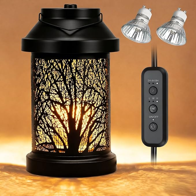 Candle Warmer Lamp - Vintage Candle Warmer Lantern with Timer & Dimming Function, Electric Candle Lamp Warmer Home Bedroom...