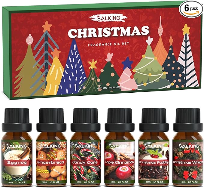 SALKING Christmas Fragrance Oils, Premium Essential Oil for Diffuser, Scented Oil Gift Set for Soap Candle Making - Christ...