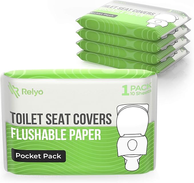 Toilet Seat Cover Paper Flushable (50 Pack) - XL for Adults and Kids Potty Training, 100% Biodegradable Travel Supplies Es...