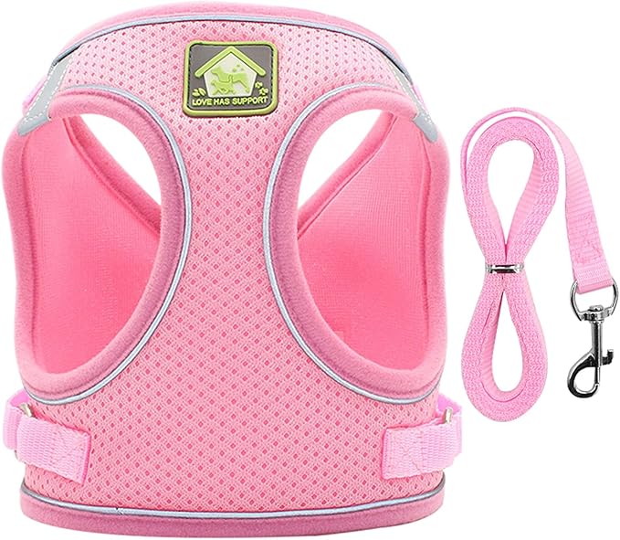 Dog Harness with Leash Set, No Pull Adjustable Reflective Step-in Puppy Harness with Thickened Padded Vest for Extra-Smal...