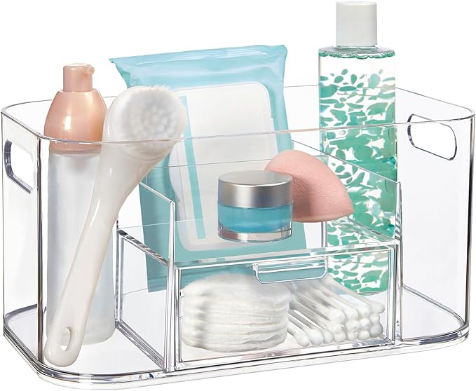 STORi Bliss Clear Makeup Organizer for Countertop, Divided Bathroom Organizer & Storage Drawer, Makeup Brush Holder, Cosme...