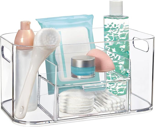 STORi Bliss Clear Makeup Organizer for Countertop, Divided Bathroom Organizer & Storage Drawer, Makeup Brush Holder, Cosme...