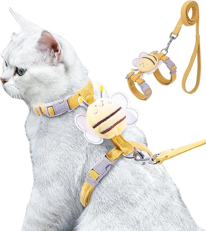 WELLYUK Cat Harness and Leash Set for Outdoor Travel Walking Escape Proof Soft Safe Adjustable Kitten Puppy Small Strap Ki...