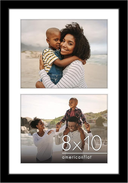 Americanflat 8x10 Double Picture Frame with Shatter-Resistant Glass - Fits Two 8x10 Photos or use as One 12x18 Poster Fram...