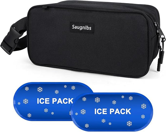 Saugnlbs Small Cooler Bag,Mini Cooler Bag with Ice Packs,Insulated Lunch Bag with Handle Buckle,Freezable Lunch Bag for Tr...