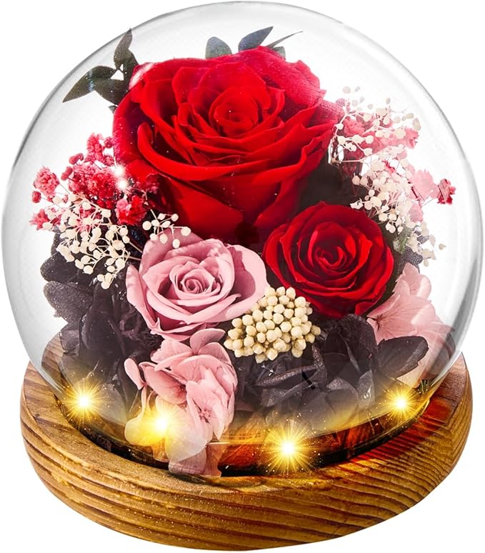pisyae Forever Flowers Gifts Mom .Birthday Gifts for Women, Preserved Flowers in Glass Fresh Flowers for Delivery Prime re...