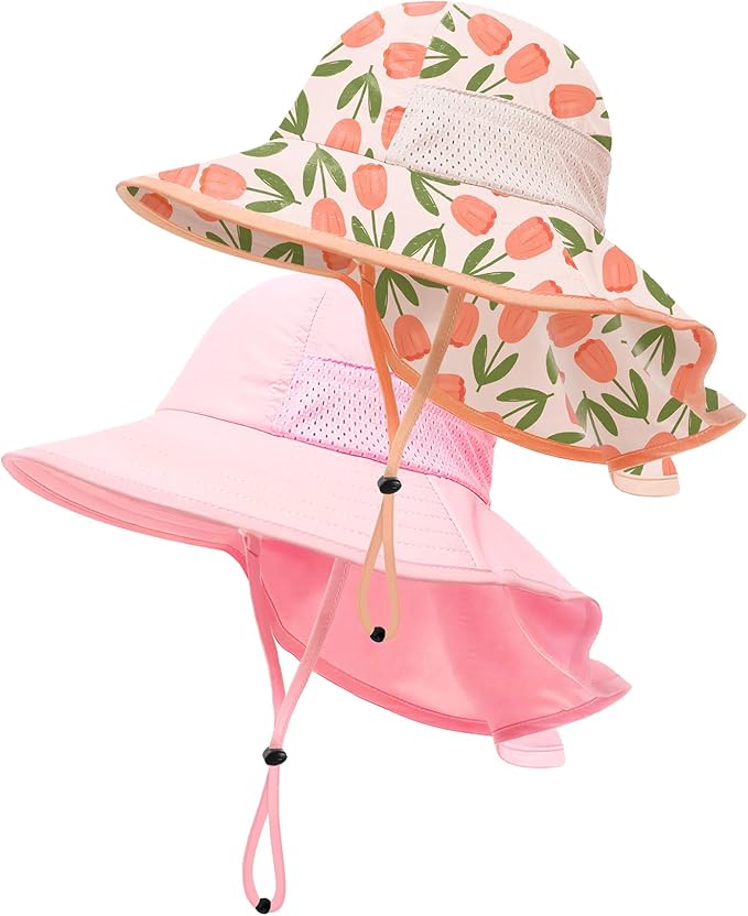 MA COWCF Baby Sun Hat with Neck Flap UPF 50+ Sun Protection Kids Summer Hat Outdoor Toddler Beach Hat 0-6 Years Boys Girls