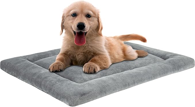 KHONSU PET Dog Bed Mat for Crate 1.1in Slim Cooling Pad Reversible Flannel & Waterproof Canva for Small Dogs up to 25 lbs,...