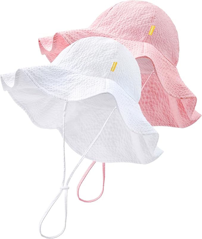 HONGTEYA Baby Sun Hat Toddler Girl Beach Hat Adjustable Outdoor Summer Hat Sun Protection Wide Brim Infant Kids