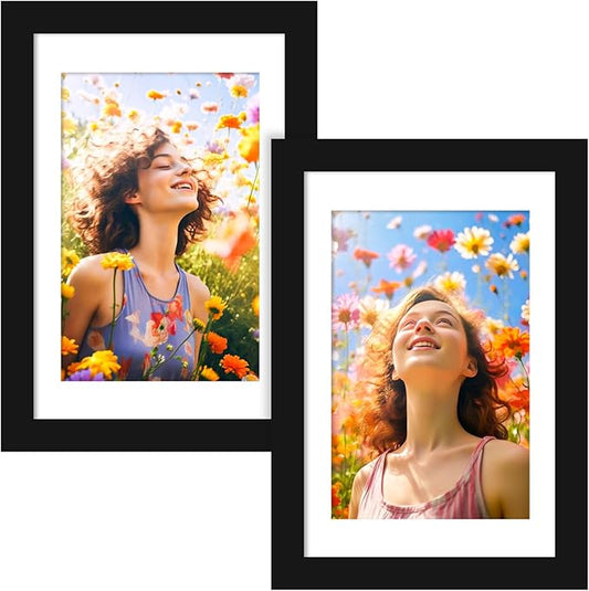 SYNTRIFIC 4x6 Picture Frame Set of 2,Display Pictures 3x5 with Mat or 4x6 Without Mat,Photo Frame for Wall Mounting or Tab...
