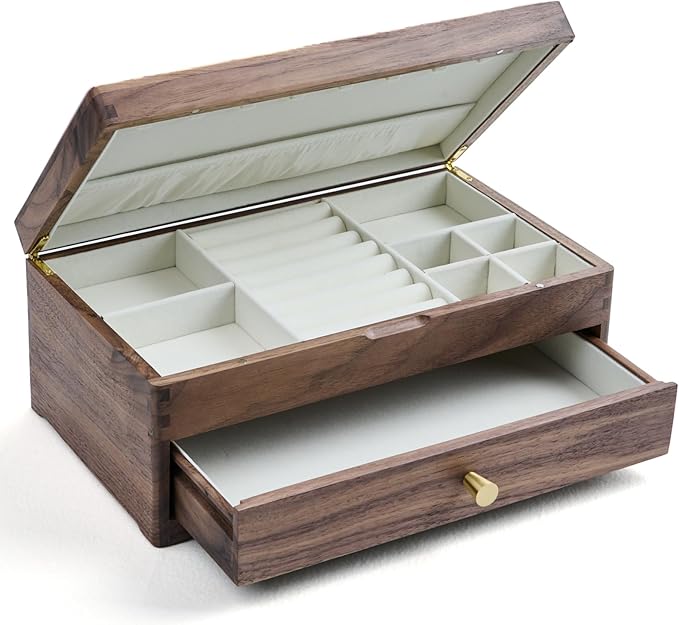 Beexchange Black Walnut Wooden Jewelry Box - Allwood, Handcrafted, Classic Jewelry Box. Jewelry boxes & organizers for Wom...
