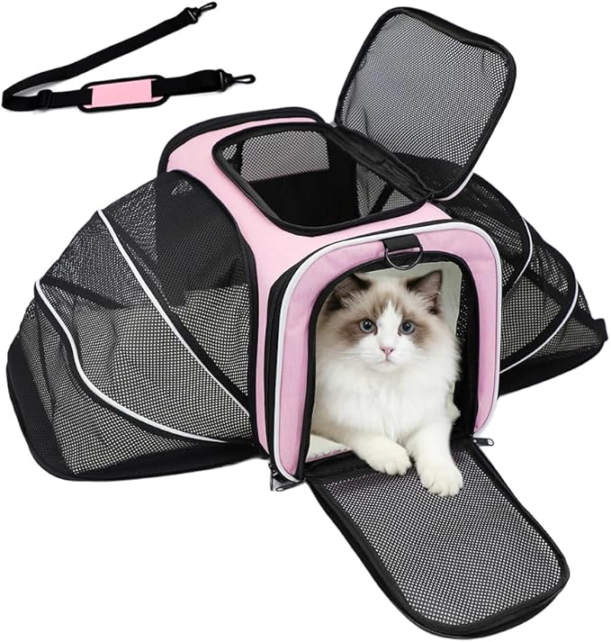 Double Expandable Cat Carrier,Airline Approved Soft-Sided Pet Travel Carrier for Small Dogs Cats under 15 lbs,Waterproof 6...