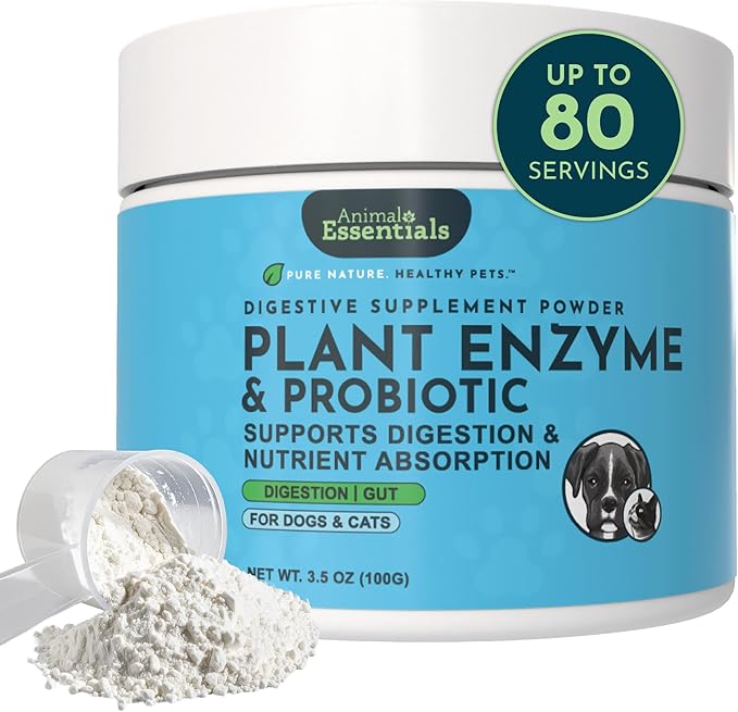 Animal Essentials Plant Enzyme & Probiotics - Probiotics & Digestive Enzymes for Dogs & Cats, Natural Daily Gut & Digestio...