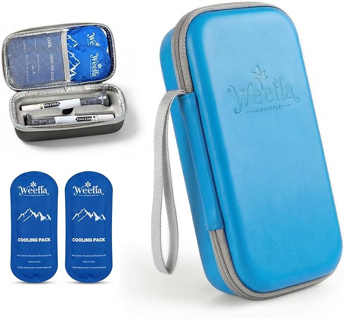 weefla Hard Shell Insulated Cooler Travel Case for Zepbound or Mounjaro Injector Pens, TSA Approved Cold Pack, Easy to Cle...