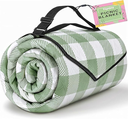 TigeJoy Extra Large Picnic Blanket Waterproof Foldable 80''x80'', Outdoor Picnic Mat Beach Blanket Sandproof for Park, Gra...
