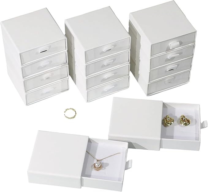 40Pcs White Small Jewelry Boxes 3.54×3.54×1.26in Cardboard Jewelry Gift Boxes Jewelry Packaging for Small Business for Nec...