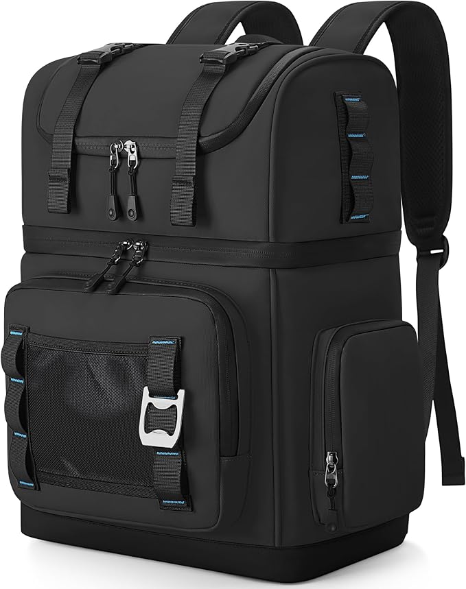 YOUNGOA Large Waterproof Insulated Cooler Backpack for Men & Women, Double Decker Leak Proof Cooler Backpack for Beach, Ca...