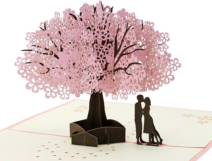PENTA ANGEL Handmade Cherry Blossom Card Pop Up 3D Flower Romantic Love Letter Greeting Anniversary Wedding Valentine Birt...