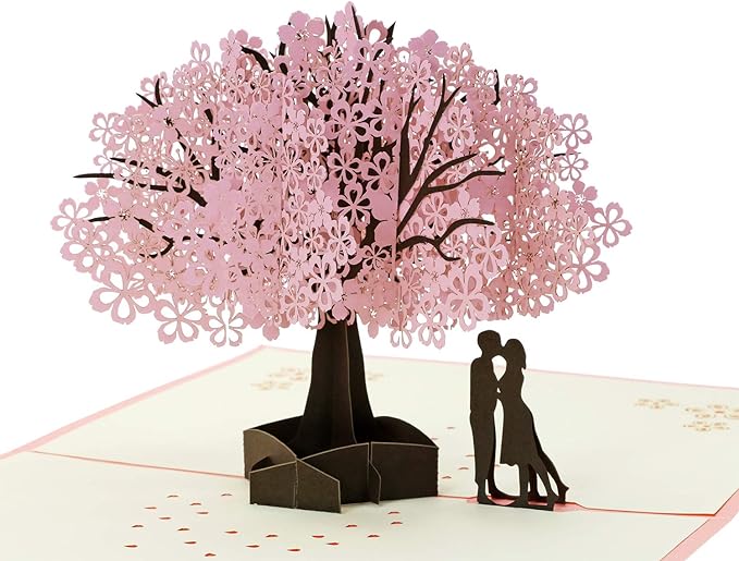 PENTA ANGEL Handmade Cherry Blossom Card Pop Up 3D Flower Romantic Love Letter Greeting Anniversary Wedding Valentine Birt...