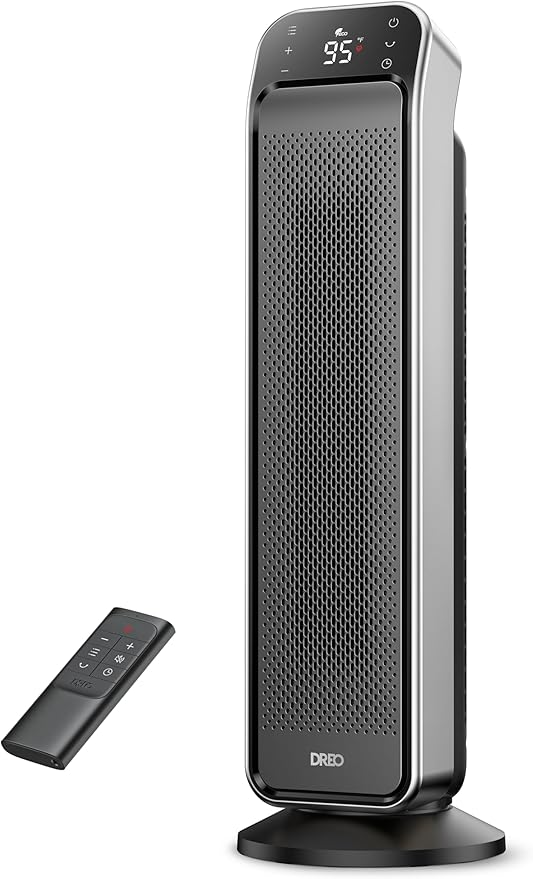 DREO Space Heater Indoor, 25" 11.5ft/s Fast Portable Room Heater with Remote and Thermostat, 3 Modes, Overheating & Tip-Ov...