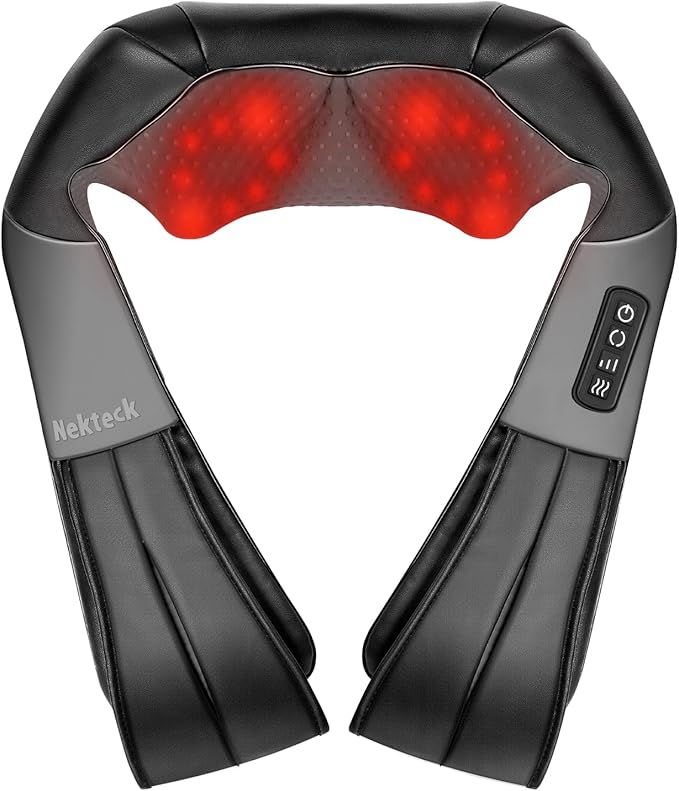 Nekteck Shiatsu Neck Massager with Heat for Pain Relief Deep Tissue, 2026 Upgraded 3D Back Shoulder Kneading Massage Pillo...
