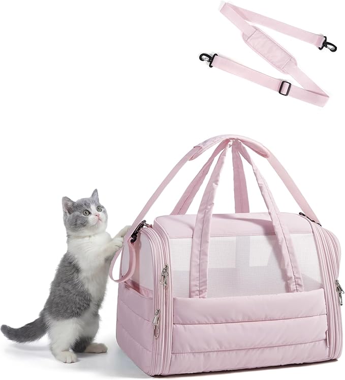 BAGSMART Cat Carrier: Soft-Sided Pet Carrier for Small Medium Cats Dogs Puppy Quilted Collapsible Puffy Travel Bag Up to 2...